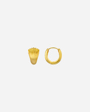 Two gold earrings on a white background