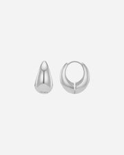 Two silver hoop earrings on a white background