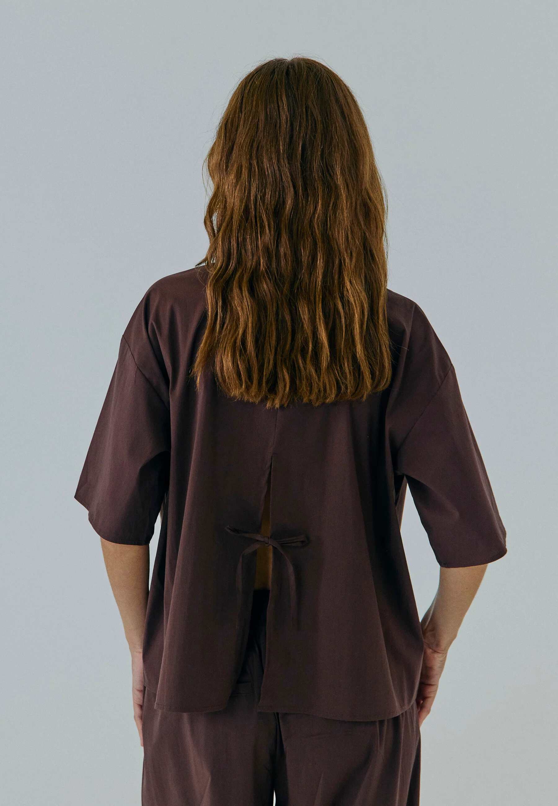 OTILIA STRING SHIRT DARK BROWN