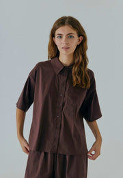 OTILIA STRING SHIRT DARK BROWN