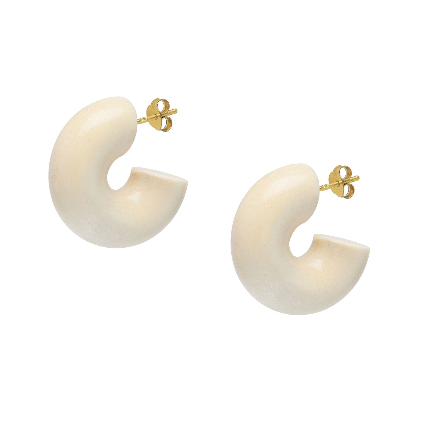 WHITE WOOD CHUNKY HOOP EARRING