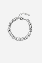 Silver chain bracelet on a white background