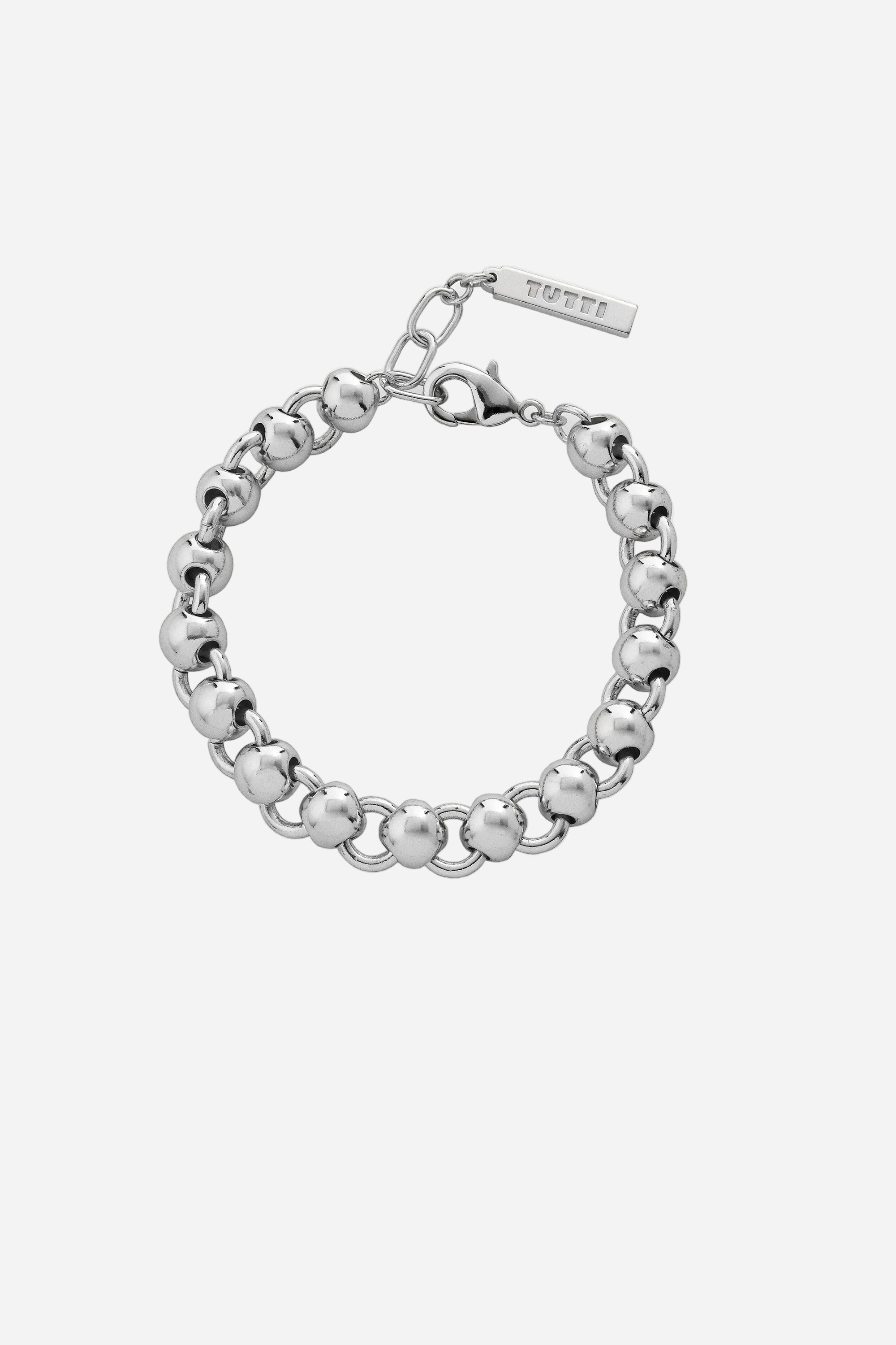 Silver chain bracelet on a white background