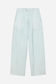 Light blue check pants on a white background