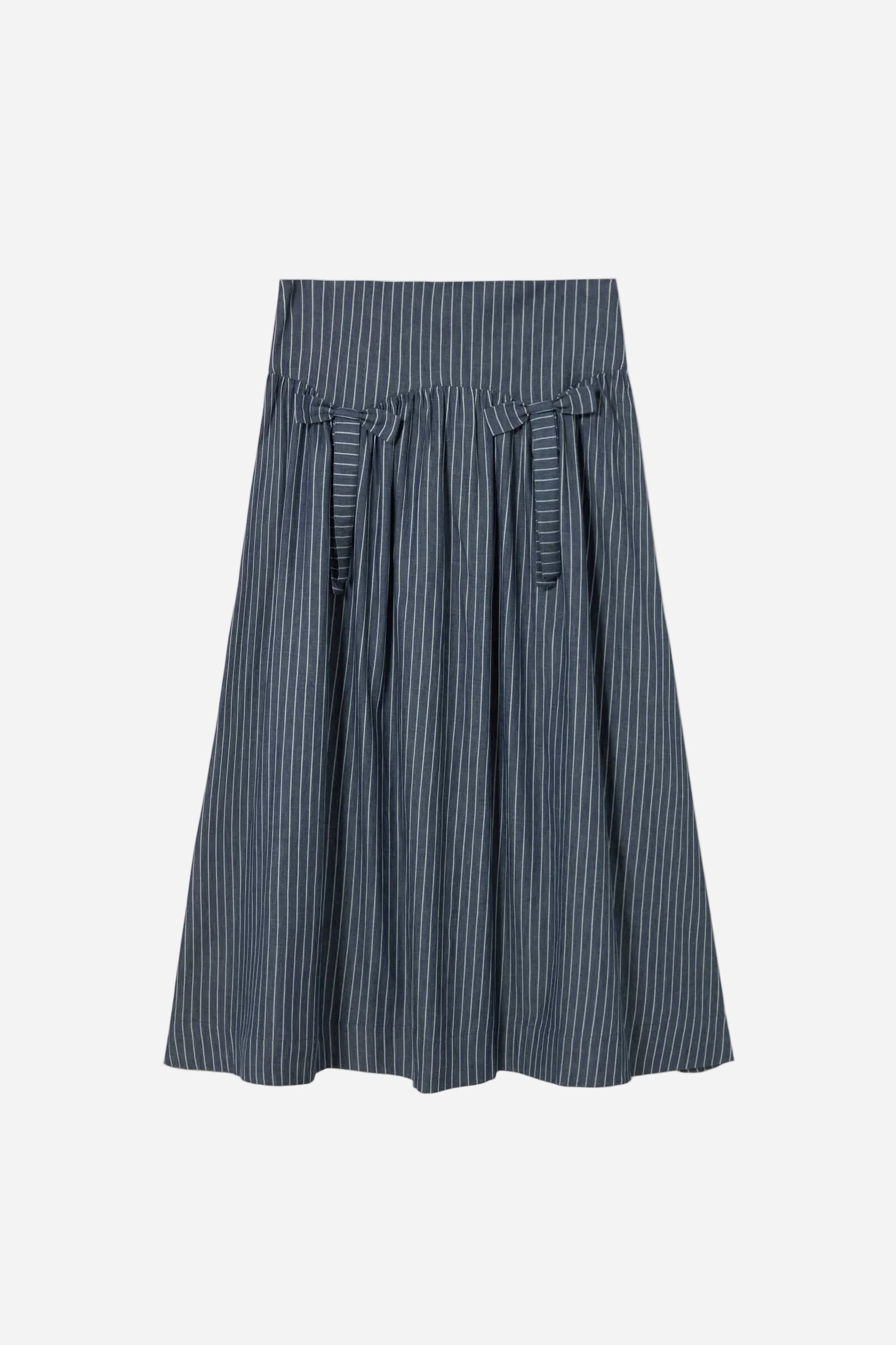 Blue striped skirt on a white background