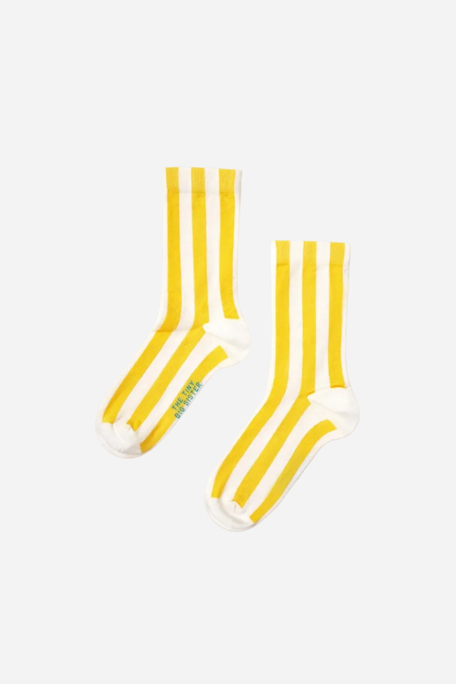 Yellow striped socks on a white background