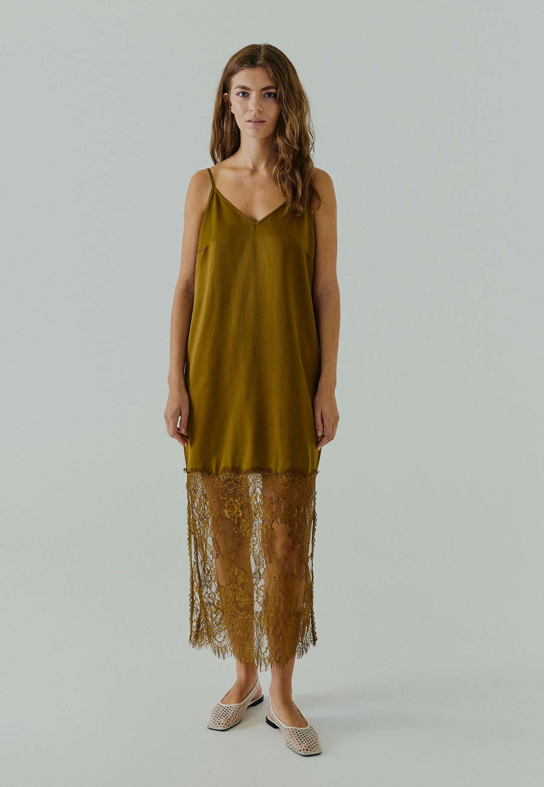 TALUA SLIP DRESS CARAMEL BROWN