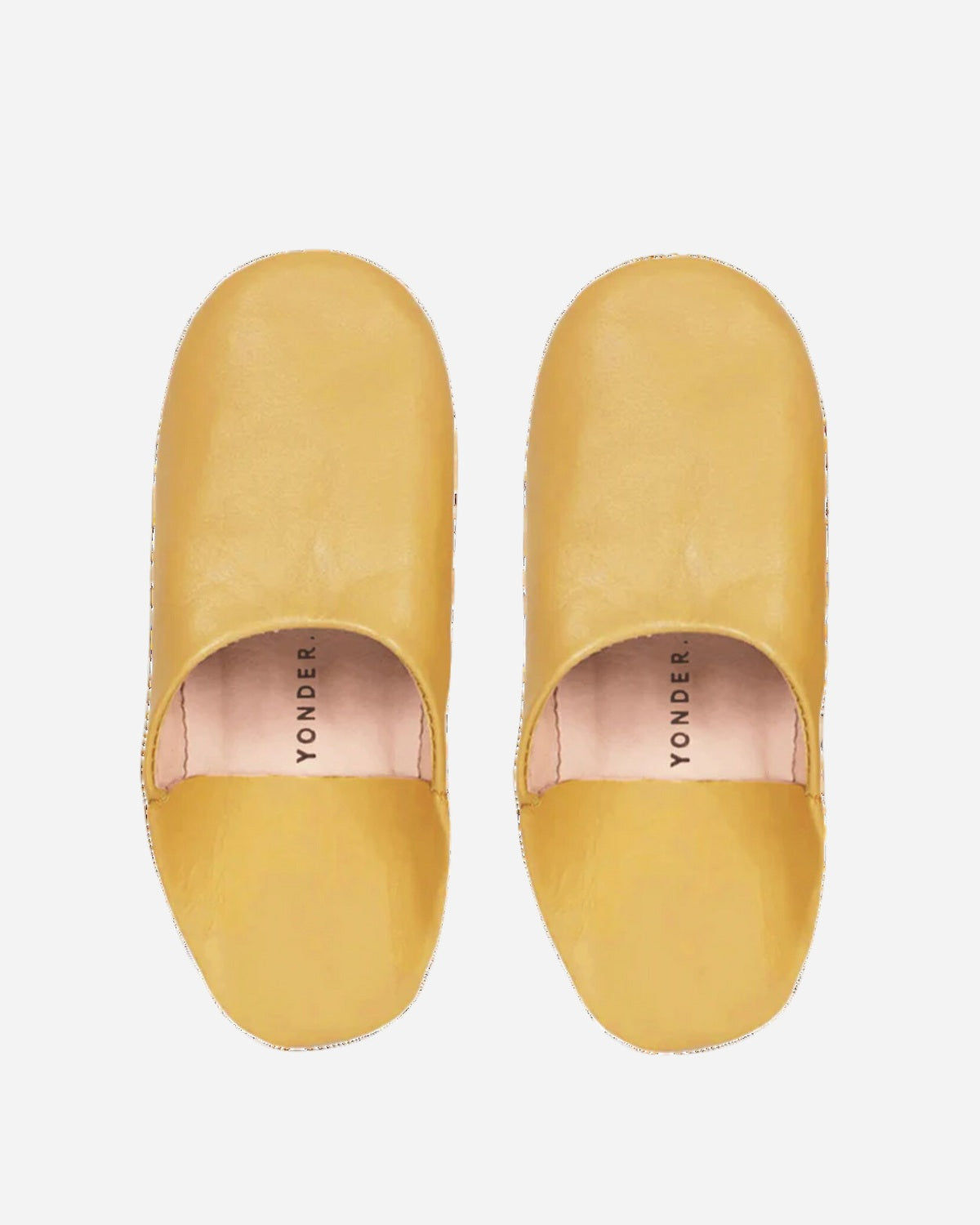 Mustard yellow leather house slippers