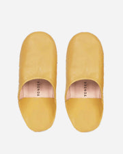 Mustard yellow leather house slippers