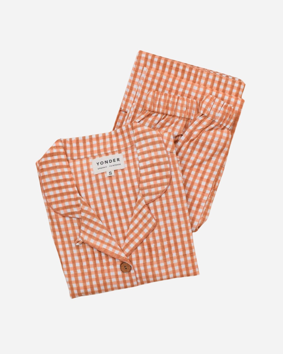 Toffee brown gingham long sleeve pyjamas