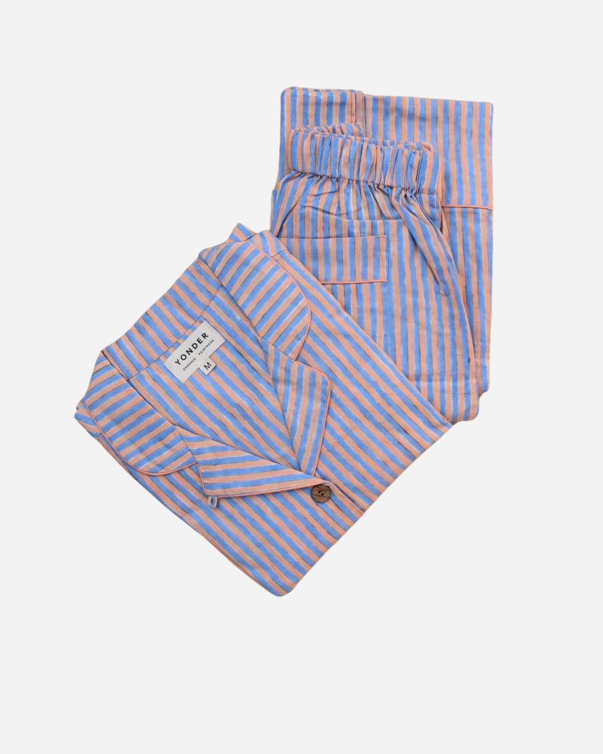 Blue and pink stripe long sleeve pyjamas