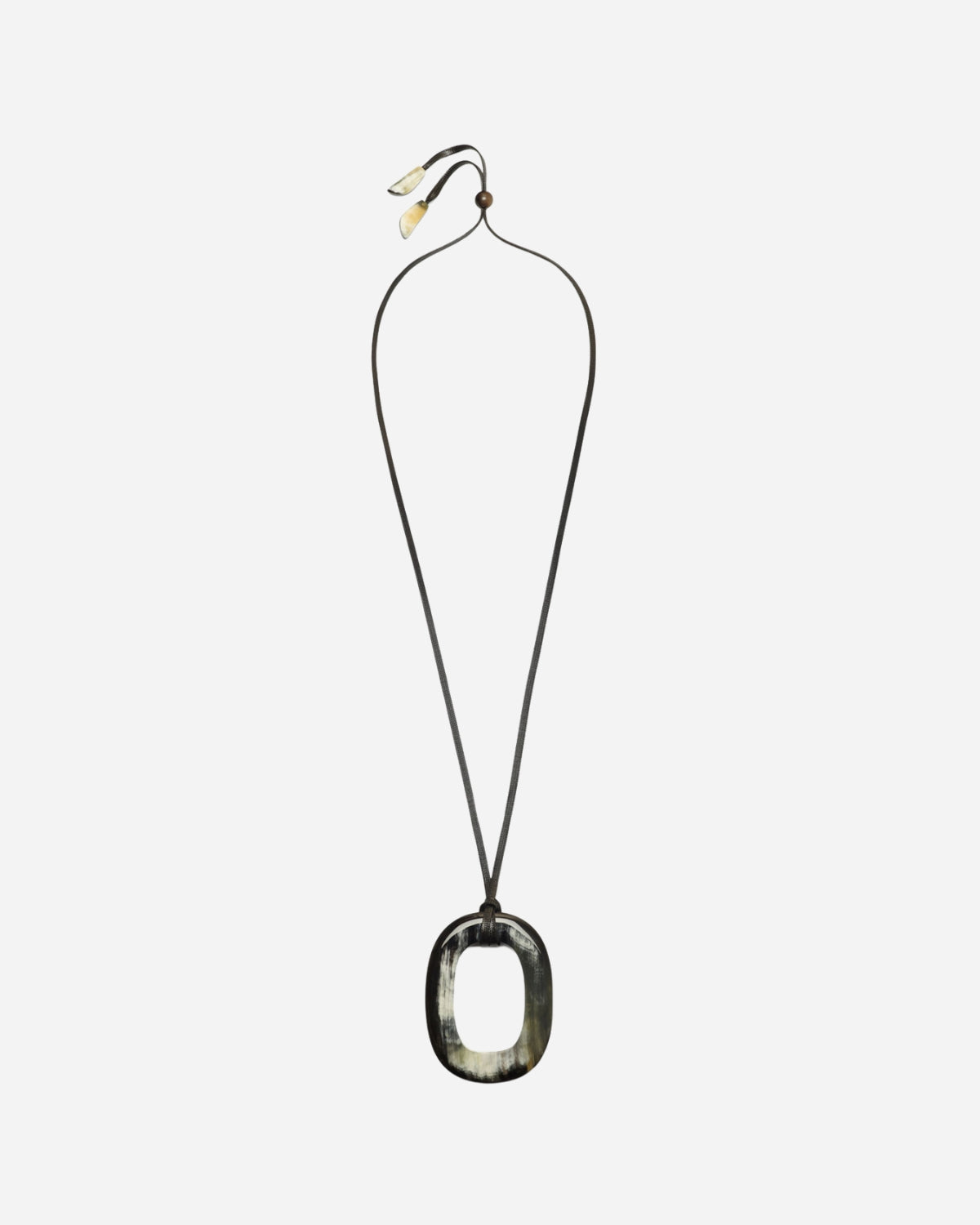 Necklace with a large, oval-shaped pendant on a white background