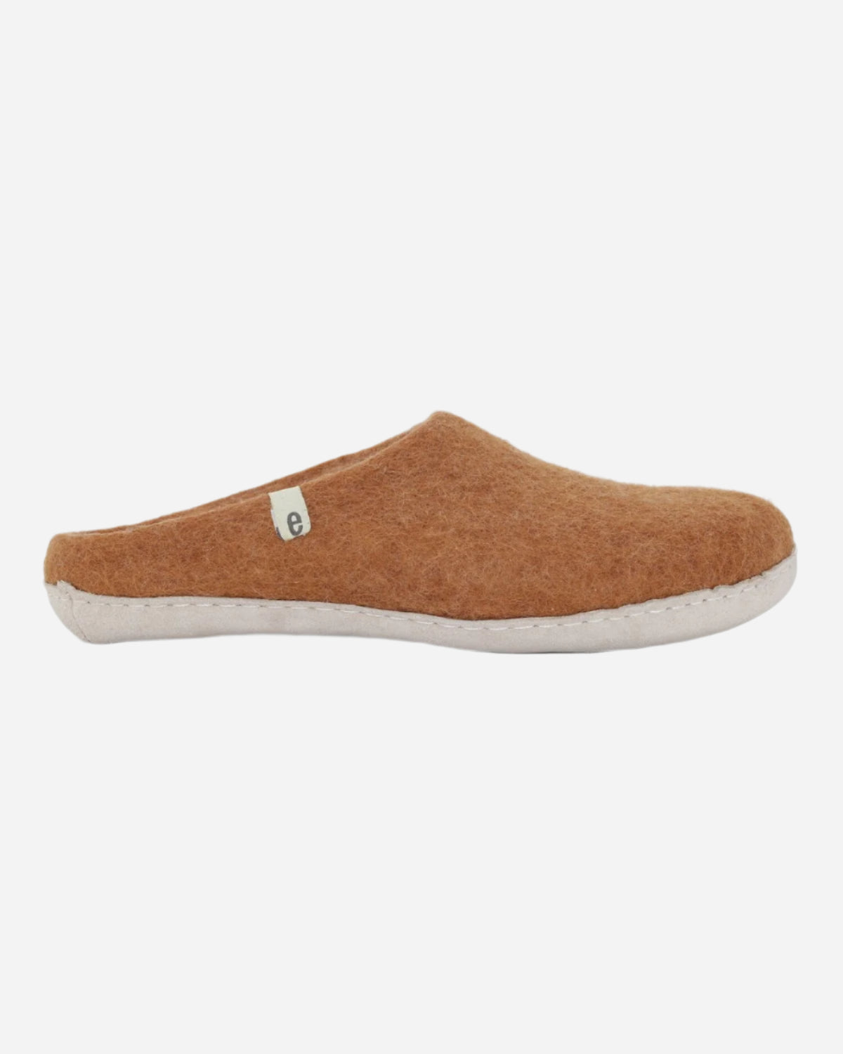 Chestnut brown felt slipper with suede sole