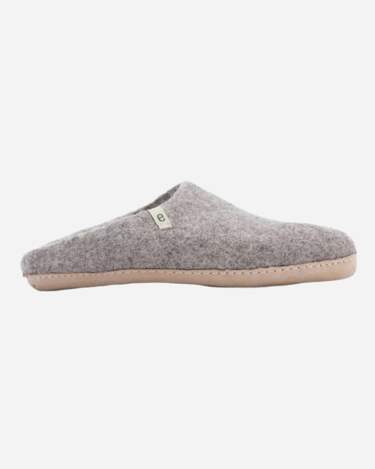 Natural Grey Felt slipper with suede sole