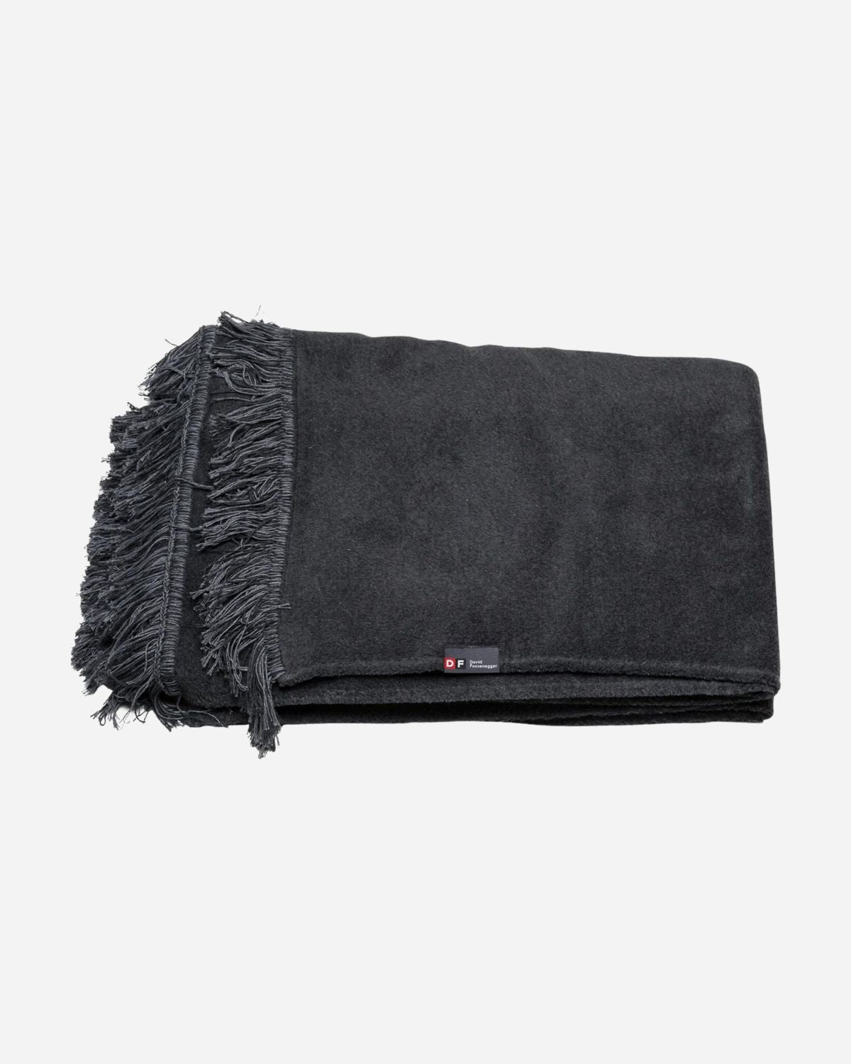 DARK GREY SOFT BLANKET WITH TASSELS