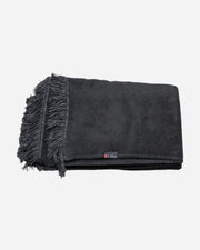 DARK GREY SOFT BLANKET WITH TASSELS