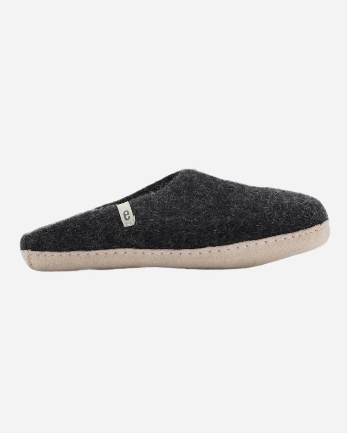 Black Felt slipper with suede sole