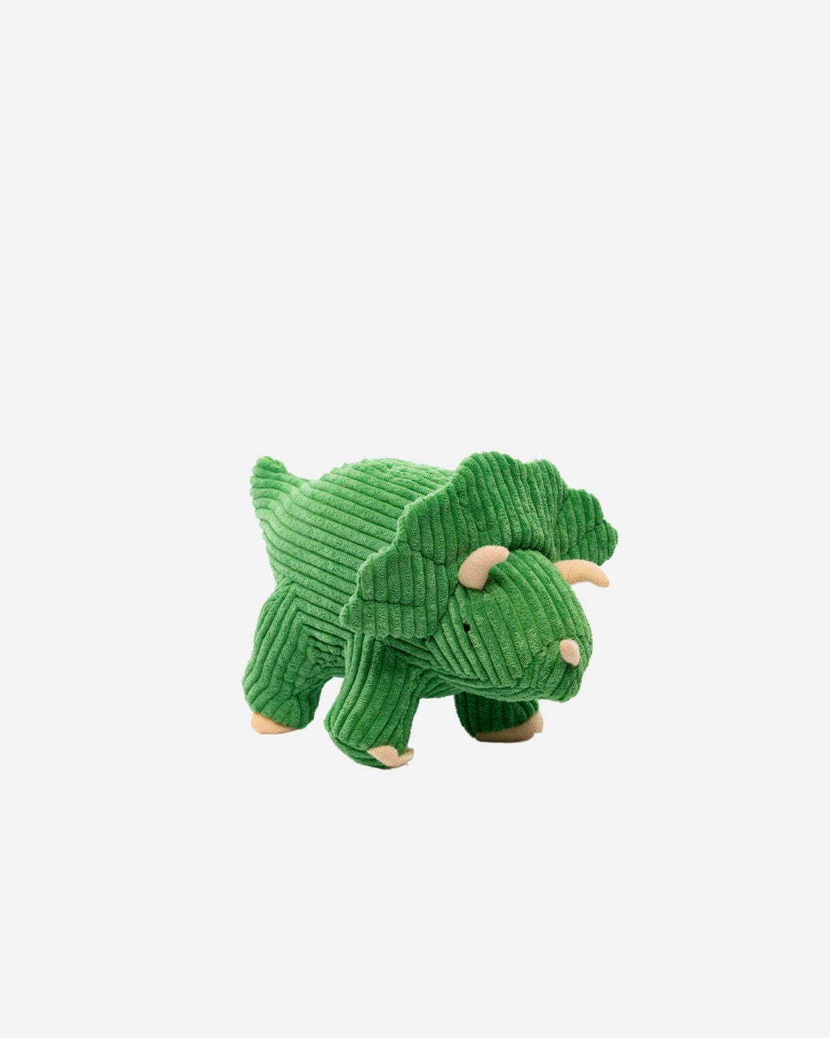Small green corduroy Triceratops soft toy