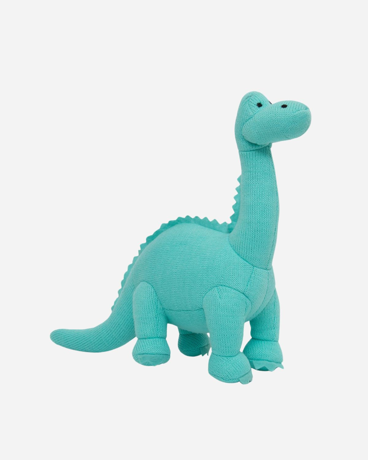 Teal blue knitted Diplodocus soft toy