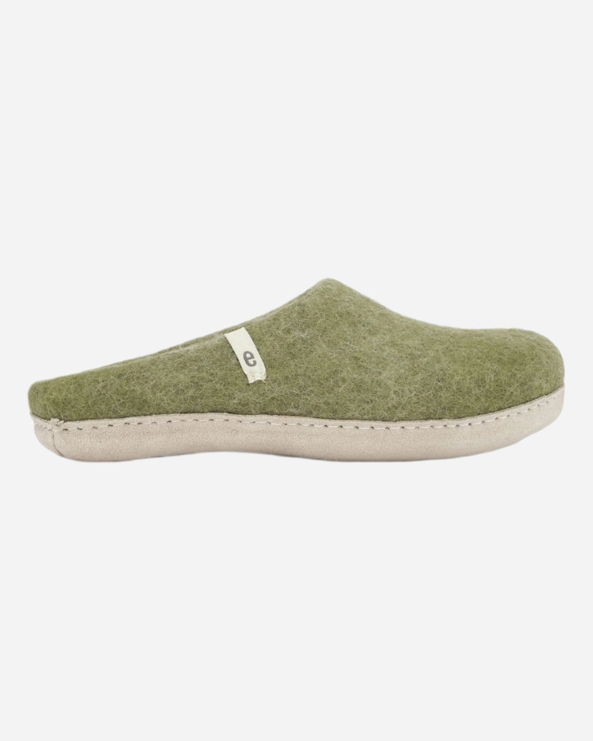 Moss Green Felt slipper with suede sole