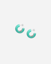 Turquoise hoop earrings on a white background