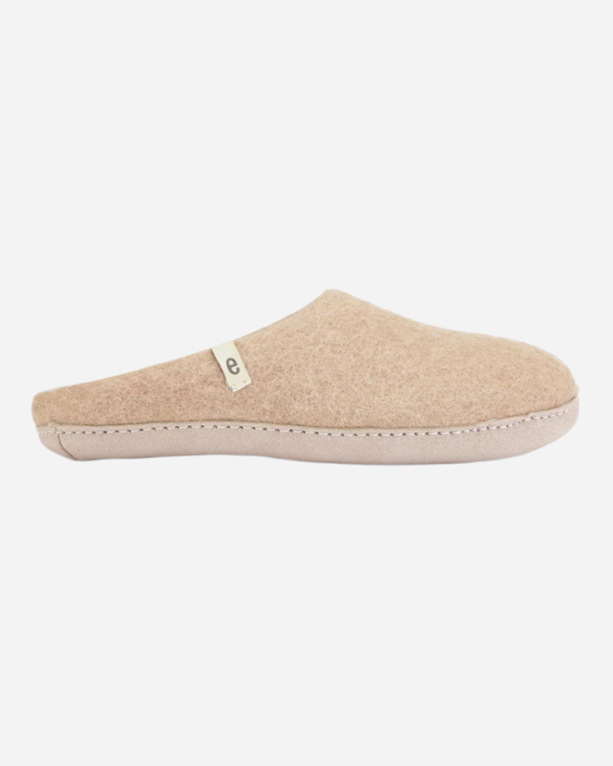 Beige Felt slipper with suede sole