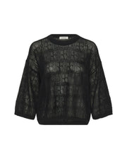 Black textured sweater on a white background