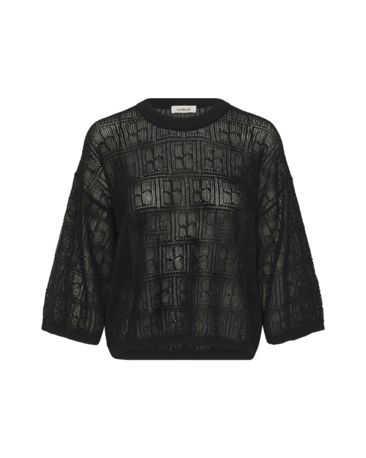 Black textured sweater on a white background