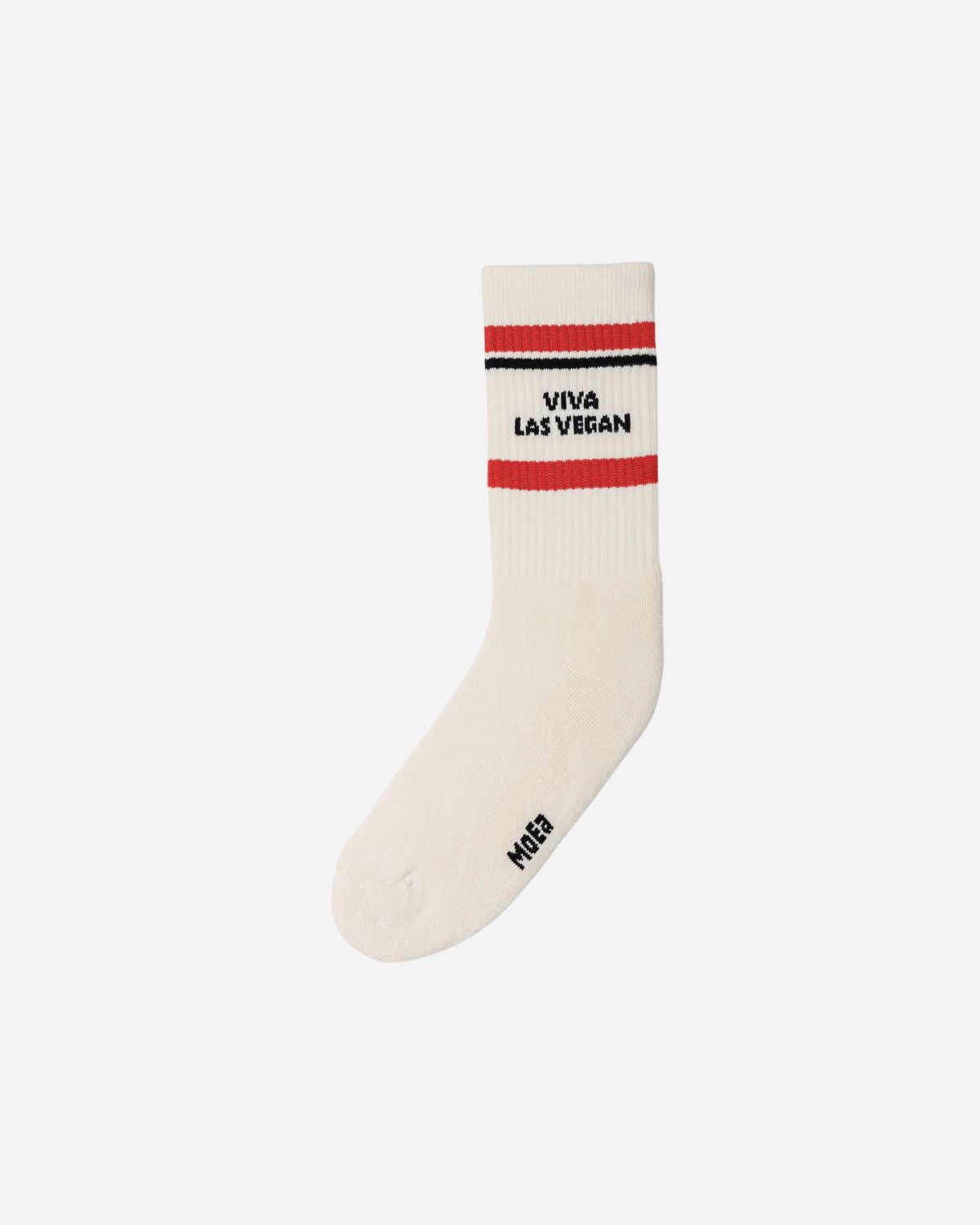 White sports sock with red stripes and VIVA LAS VEGAN phrase