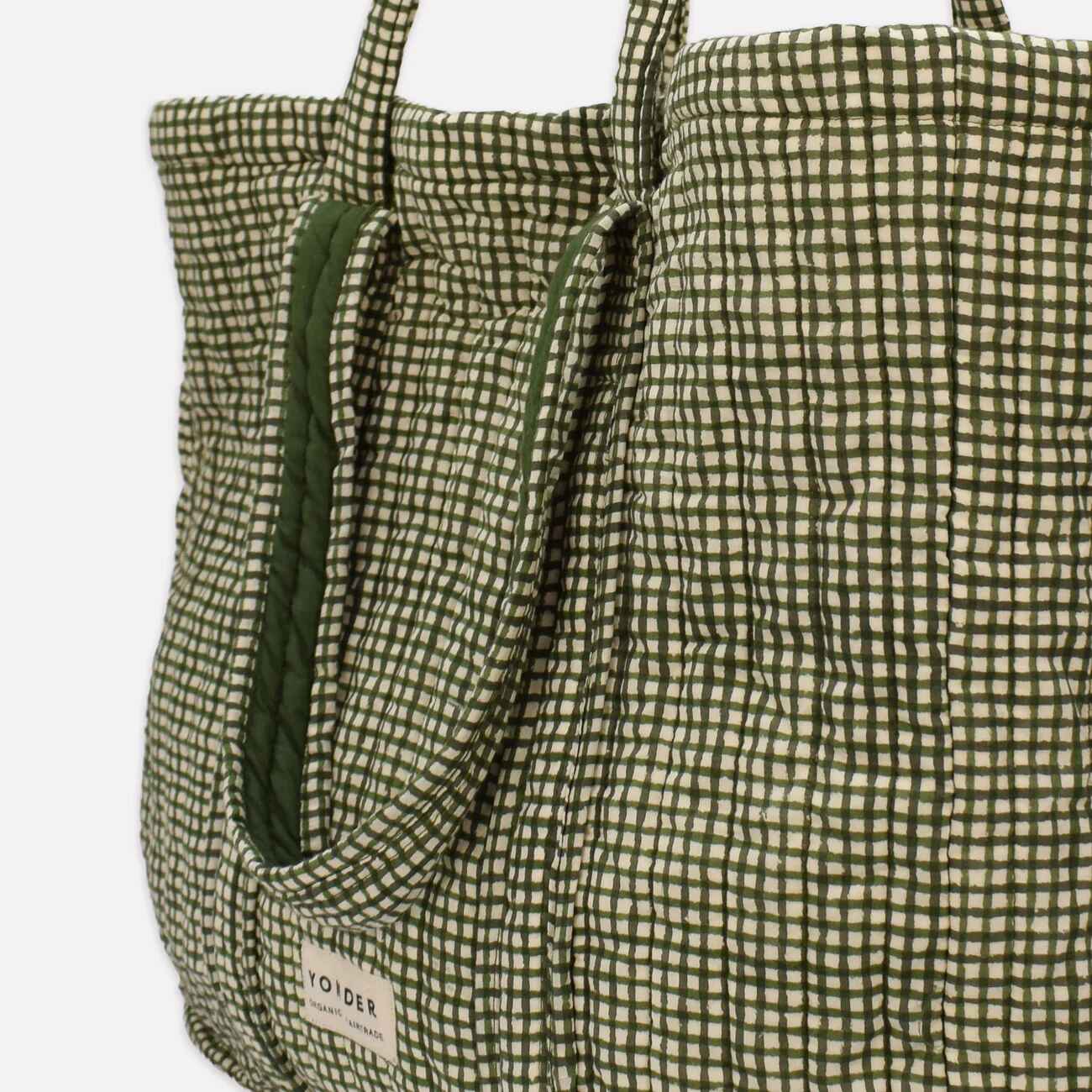QUILTED CARRY ALL BAG CHECK FERN