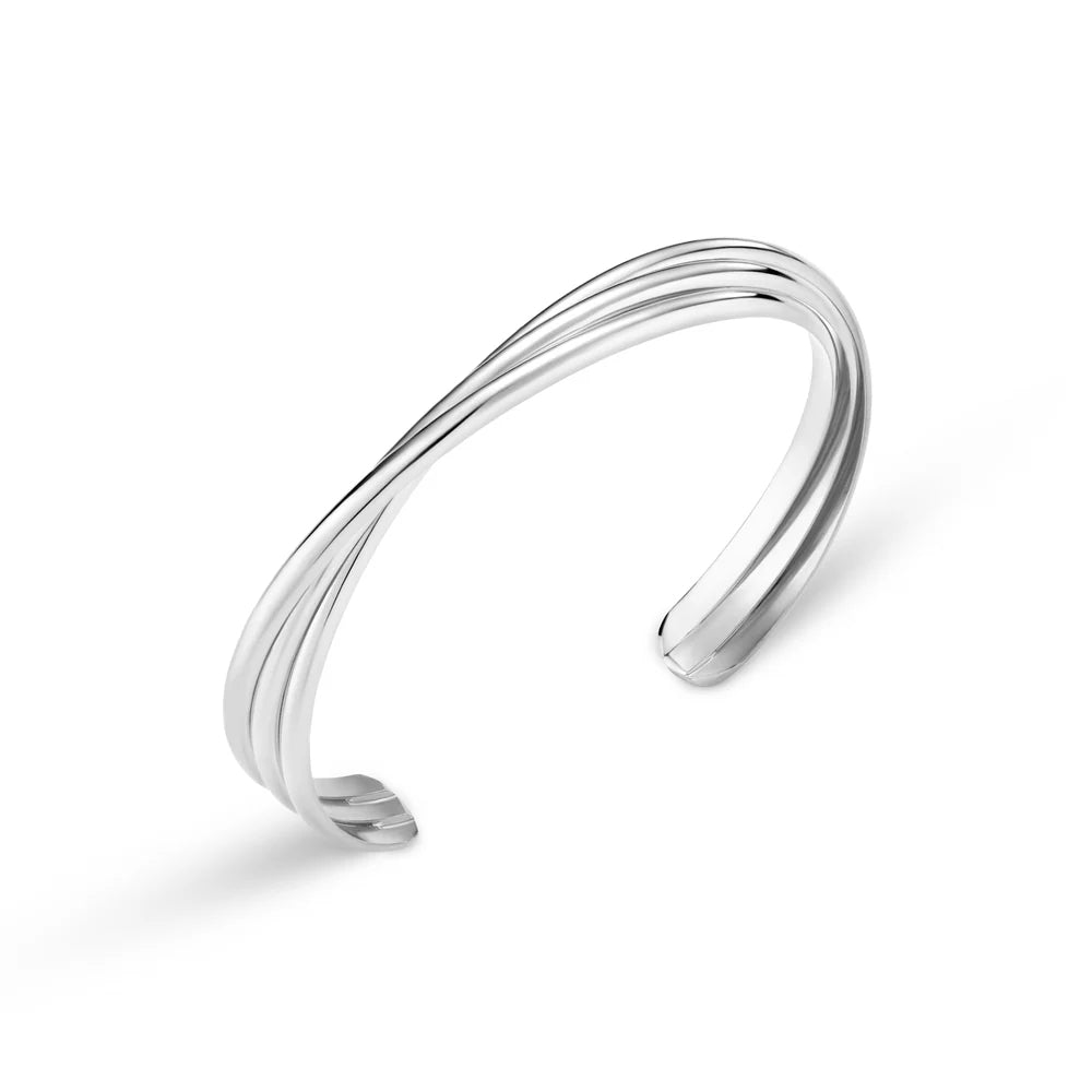 INTERLOCKING OPEN BANGLE SILVER