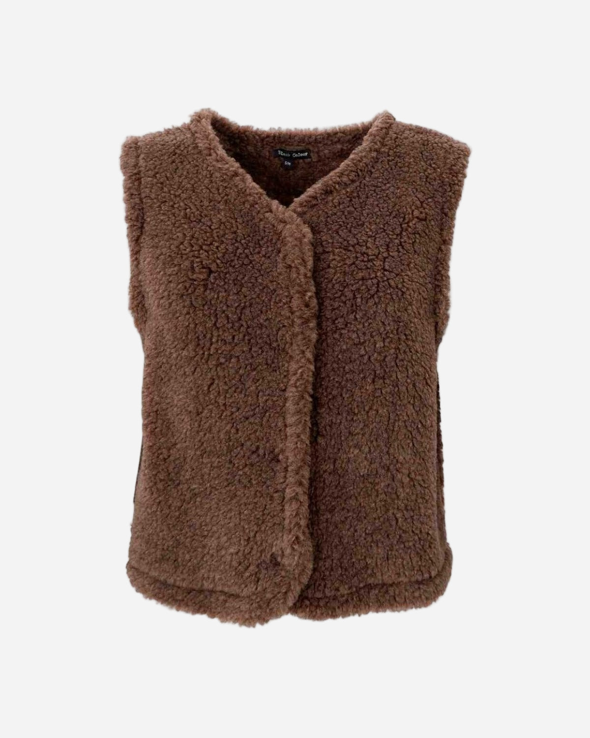 Brown fleece vest on a white background