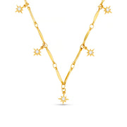 CRYSTAL STARBURST MULTI CHARM NECKLACE GOLD