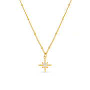 PAVE STARBURST SATELLITE CHAIN NECKLACE GOLD