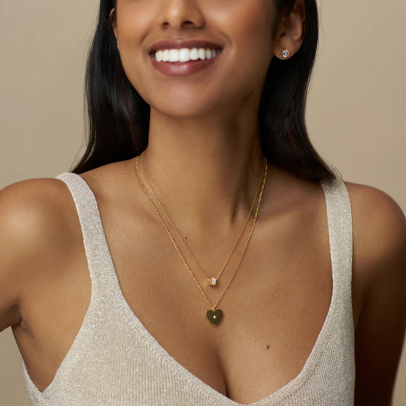 PAVE RONDEL THREAD THROUGH NECKLACE GOLD