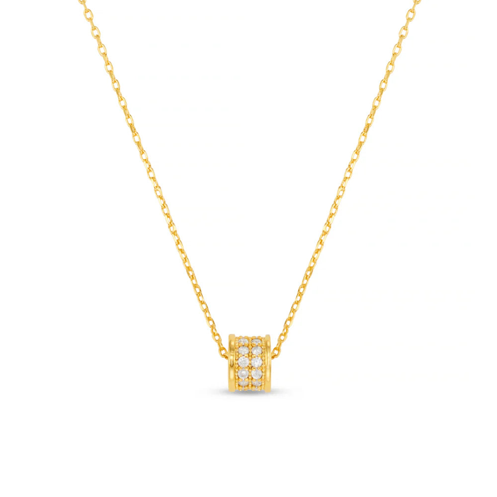 PAVE RONDEL THREAD THROUGH NECKLACE GOLD