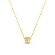 PAVE RONDEL THREAD THROUGH NECKLACE GOLD