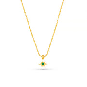 MICRO EMERALD STARBURST FINE COLLAR NECKLACE GOLD