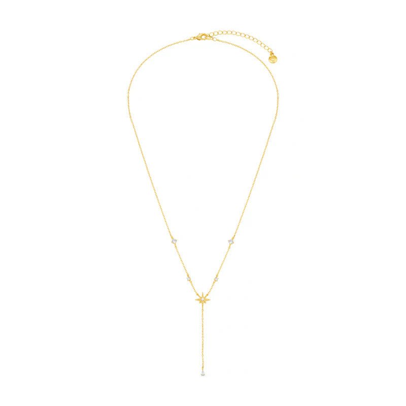 CRYSTAL & STARBURST FINE LARIAT NECKLACE