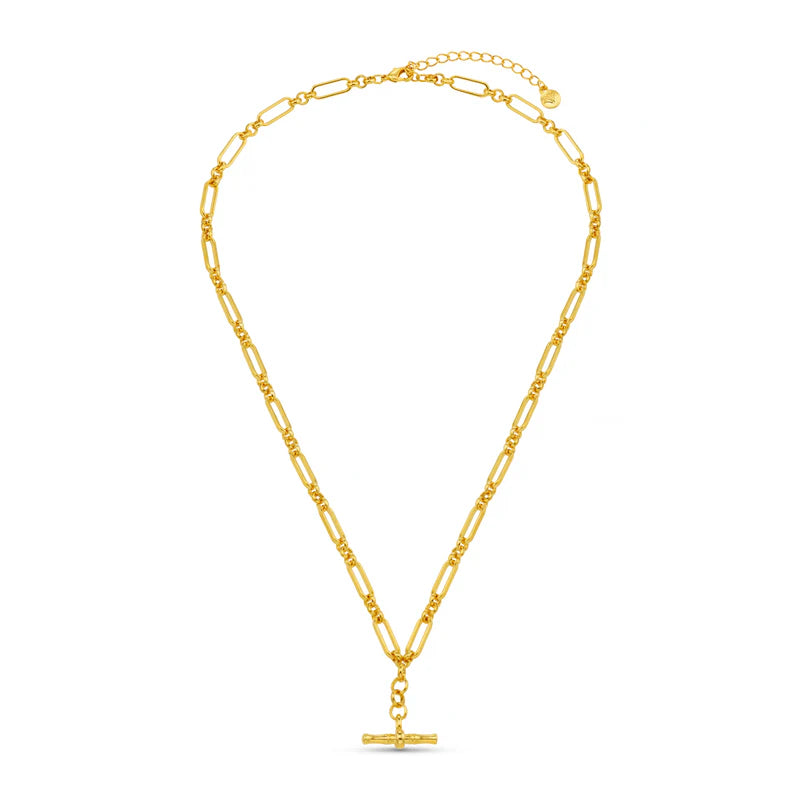 OPEN LINK T-BAR DROP NECKLACE GOLD