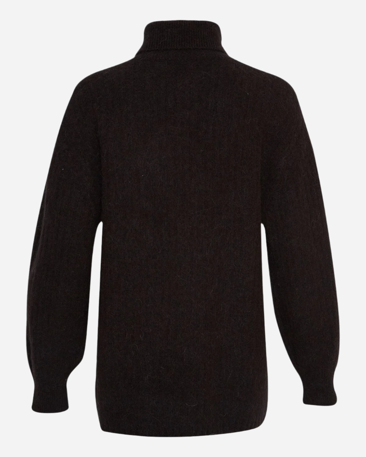 Black turtleneck sweater on a white background