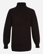 Black turtleneck sweater on a white background