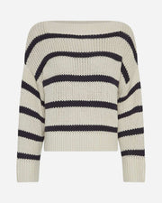 Striped sweater with black and white stripes on a white background