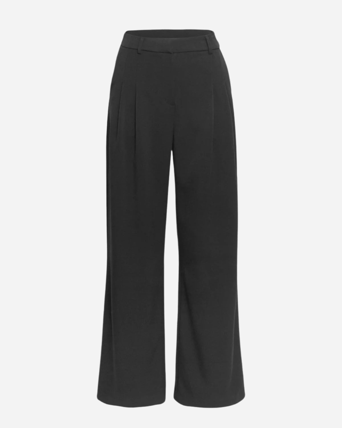 Black wide-leg pants on a white background