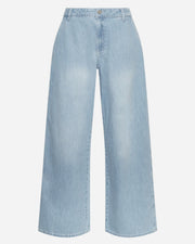Light blue wide-leg jeans on a white background