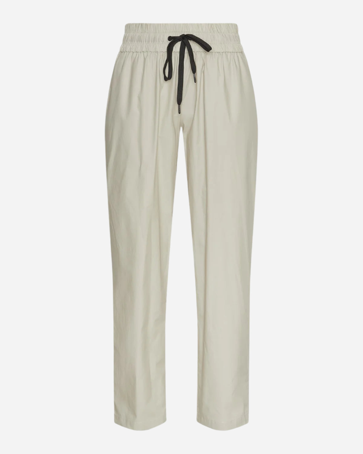 Beige pants with a drawstring on a white background