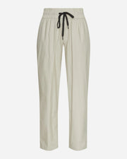 Beige pants with a drawstring on a white background