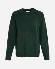 Green sweater on a light gray background