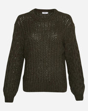 Dark green knitted sweater on a white background