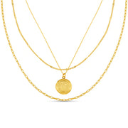 DETAILED LOCKET 3-ROW NECKLACE GOLD